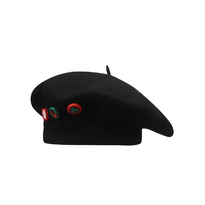 钓鱼熊 氛围感保暖画家艺保暖日系百搭显脸小 羊毛 贝雷帽 男女同款情侣款