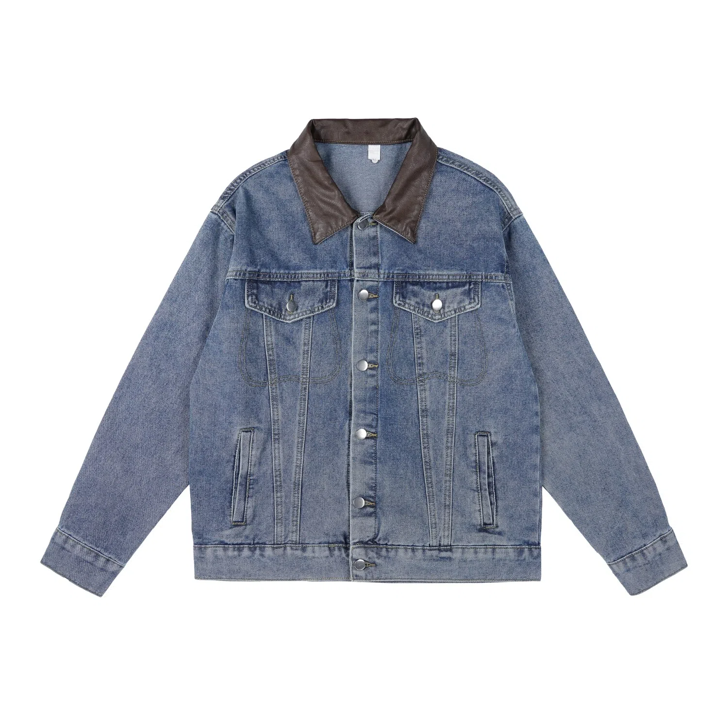 美式复古水洗翻领潮流情侣夹克 高街痞帅休闲百搭牛仔外套 男款