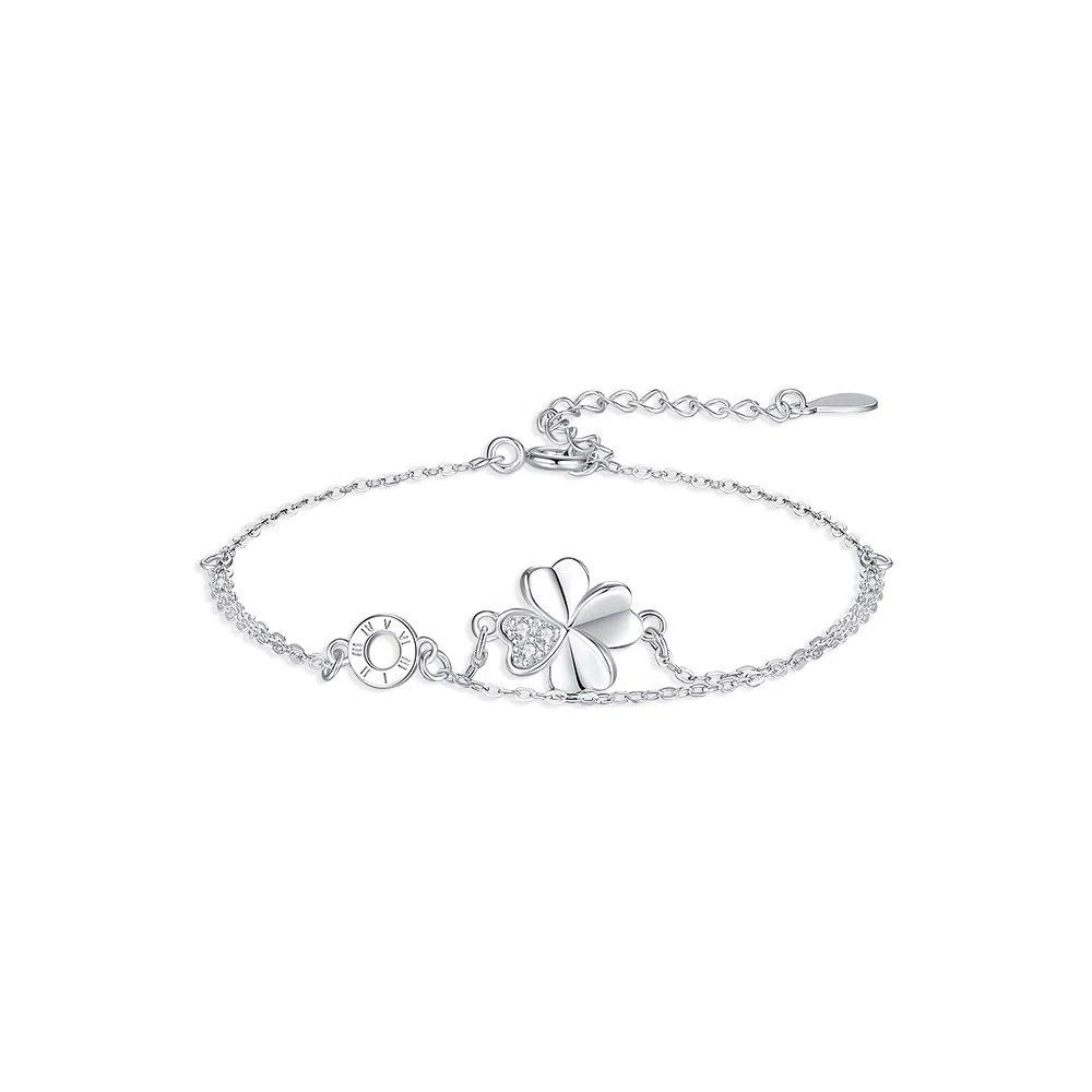 【纯银999 | 四叶草】 凤祥囍事 老凤祥 优雅浪漫温柔小众设计简约学生日常高级感经典百搭通勤浪漫约会可调节 足银 手链 女款