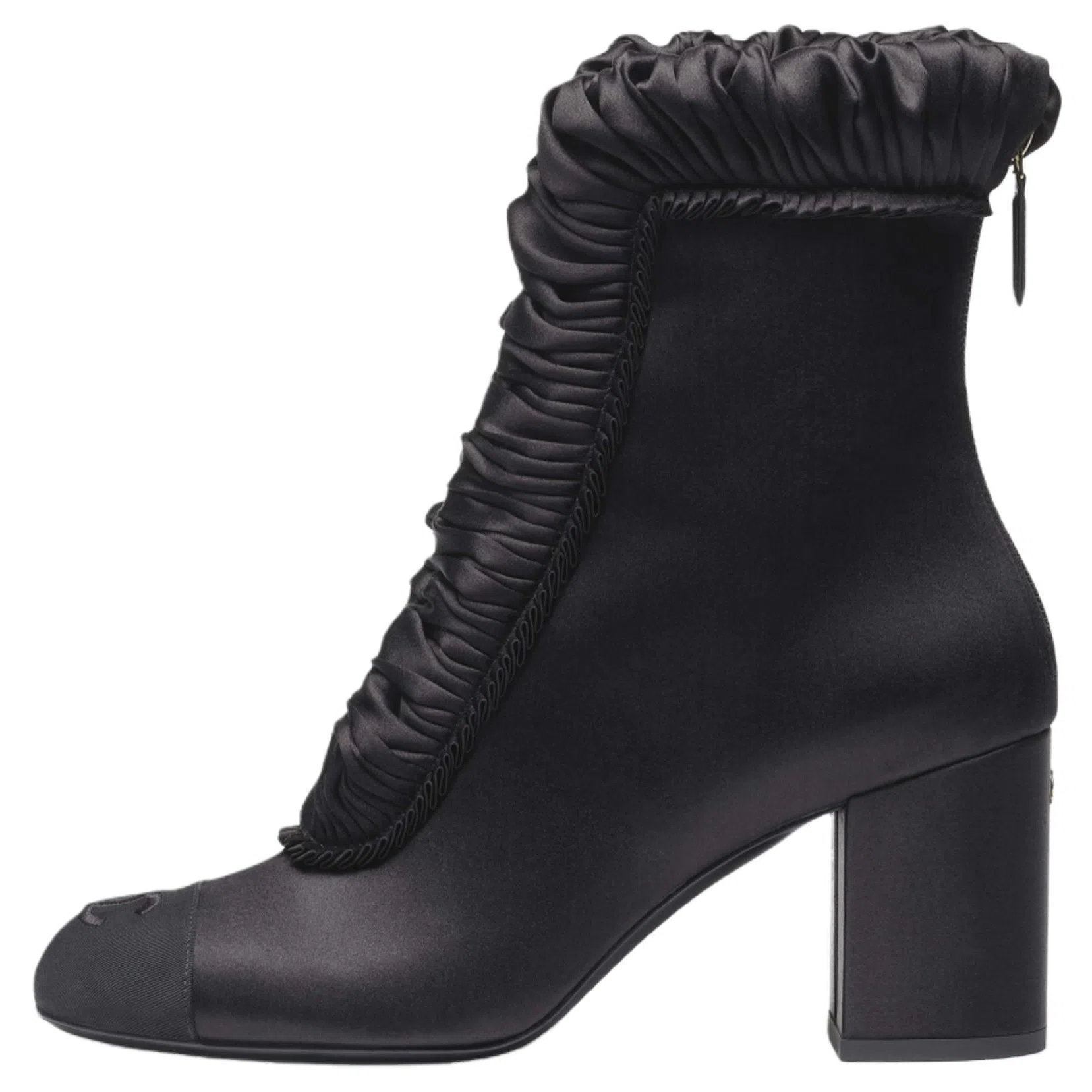 CHANEL 25K Satin Round Toe Ankle Boots