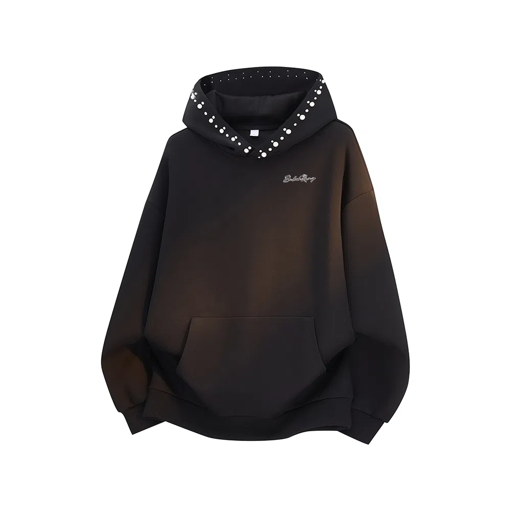 【立体珍珠帽檐连帽外套】布客行 美式复古潮牌高街舒适百搭大码创意套头长袖宽松慵懒亲肤港风纯色学院风卫衣 男女同款