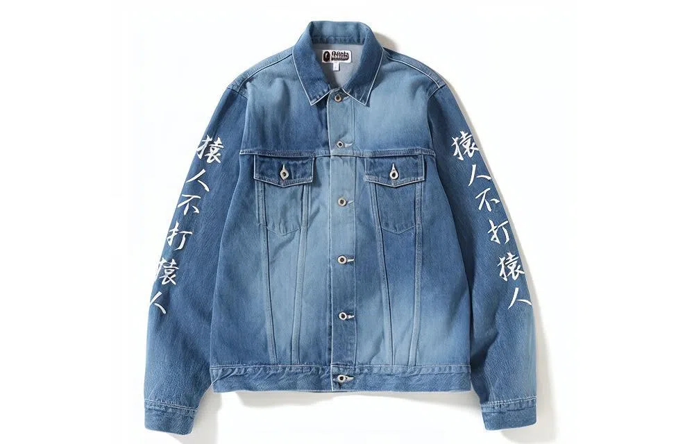 A BATHING APE BAPE SHARK DENIM JACKET Blue