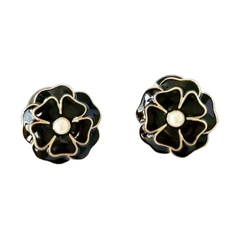 尚先生 山茶花朵复古时尚气质百搭轻奢风高级感 合金 耳钉 女款