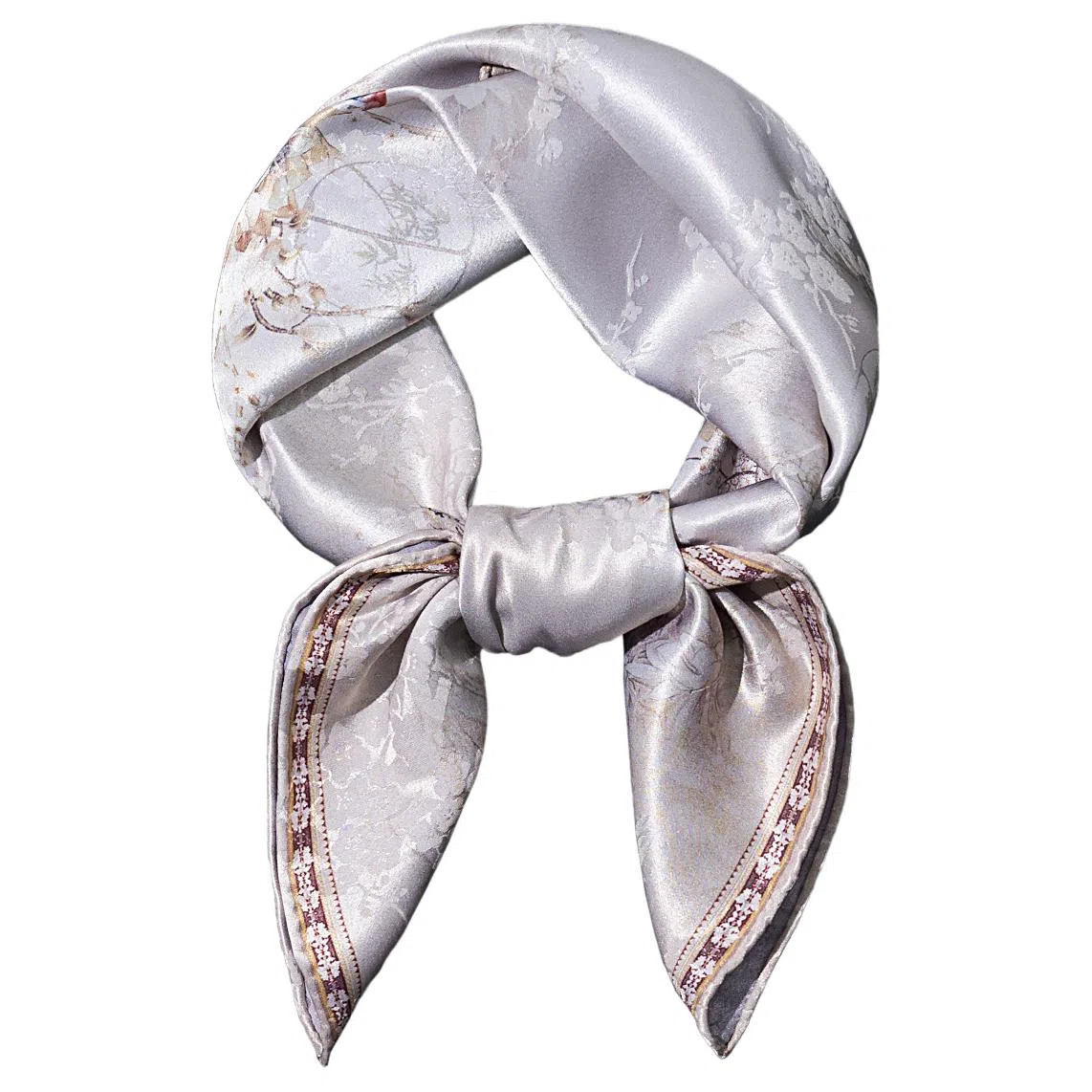 一米画纱 中式古典花园系列复古花萝方巾外搭出游气质国风双面双色 桑蚕丝 丝巾 女款