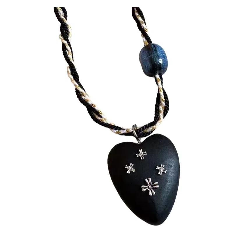 尚先生 轻奢复古木质大爱心十字架气质独特个性时尚颈链锁骨链#好运 树脂 项链 女款