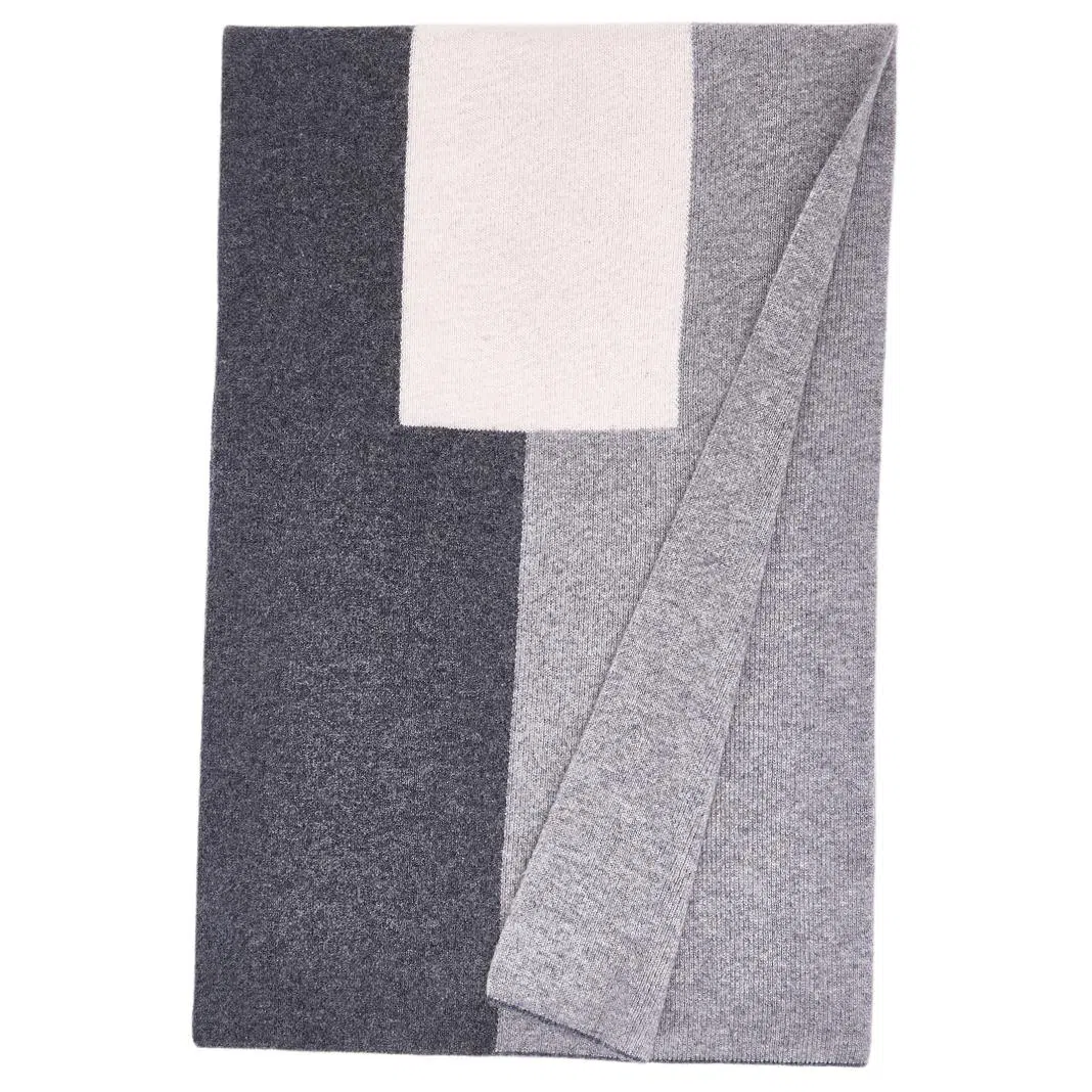 红豆 时尚百搭柔软保暖拼色 羔羊毛 绒线围巾 男款