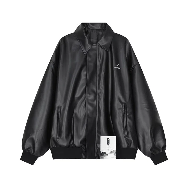 【美式复古痞帅硬汉机车工装皮外套】布客行 摩登赛博朋克酷飒不羁狂野硬朗摇滚叛逆高级感慵懒休闲宽松适通勤个性百搭夹克 男女同款