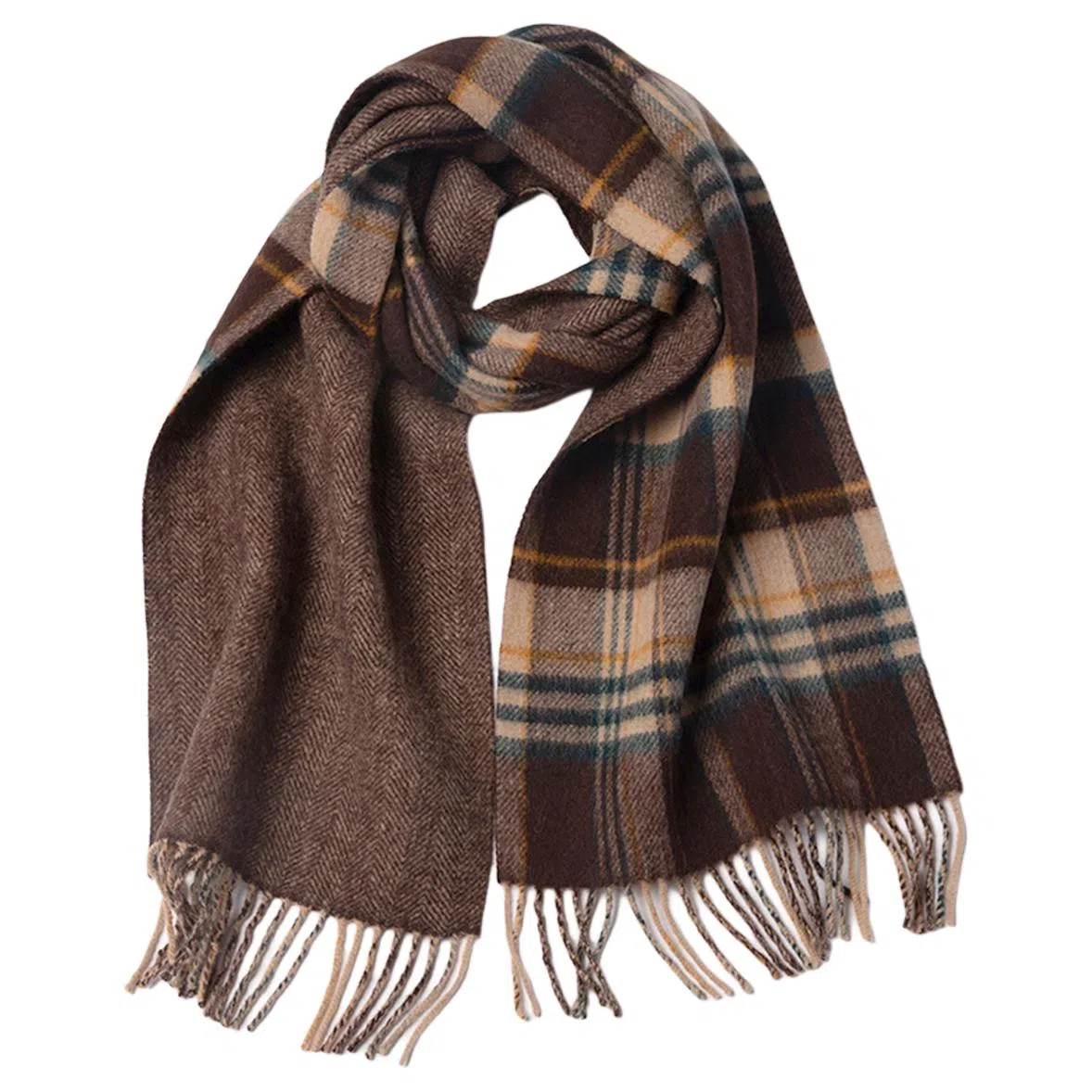 红豆 柔软保暖时尚百搭格子 羊毛 绒线围巾 男款