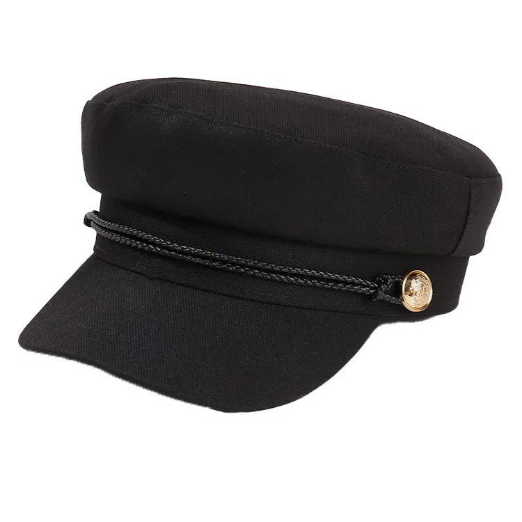 浪莎 法式复古英伦风绑带海军帽简约纯色平顶帽潮流时髦百搭 棉 贝雷帽 男女同款情侣款