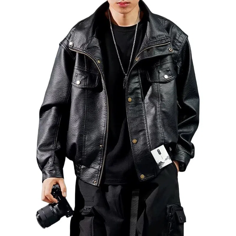  【美式宽松廓形美拉德色系皮衣】布客行 酷飒不羁狂野硬朗摇滚飞行叛逆霸气翻领设计英伦学院感秋冬百搭休闲外套夹克 男女同款