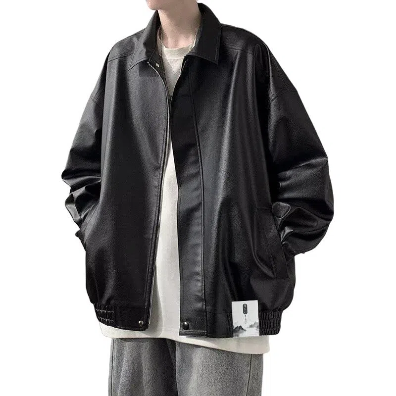 布客行 高街复古简约纯色设计硬汉霸气有型防风防水翻领休闲宽松百搭潮流新潮前卫风格夹克 男女同款