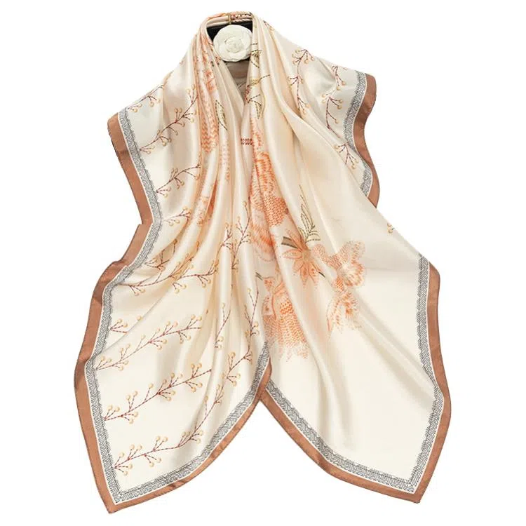 一米画纱 婉约江南中式真丝大方巾时尚印花舒适独特图案优雅百搭 桑蚕丝 丝巾 女款