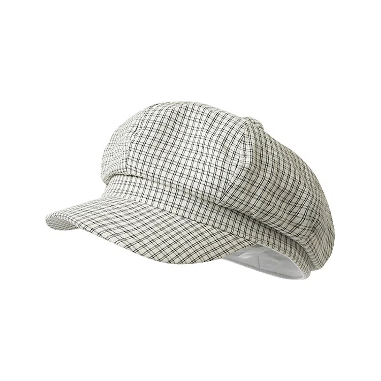 浪莎 韩系早秋千鸟格纹薄款复古英伦风百搭休闲 棉 贝雷帽 男女同款情侣款