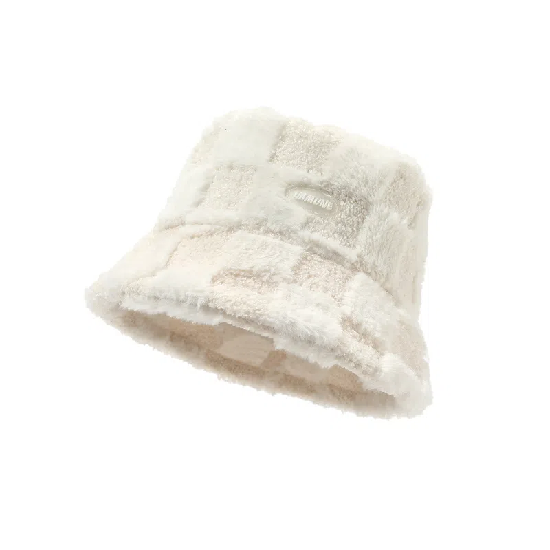 稻草人 百搭时尚显脸小保暖加厚格子 聚酯纤维 渔夫帽 女款