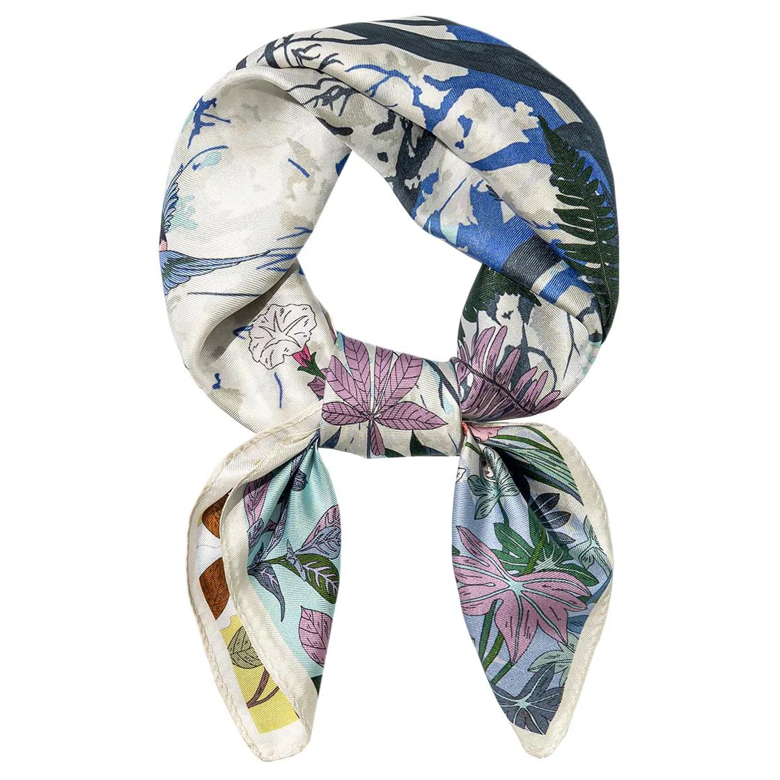 一米画纱 双面双色斜纹绸精致工艺喷绘真丝方巾优雅气质西装领巾 桑蚕丝 丝巾 女款