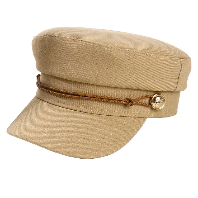 浪莎 法式复古英伦风绑带海军帽简约纯色平顶帽潮流时髦百搭 棉 贝雷帽 男女同款情侣款