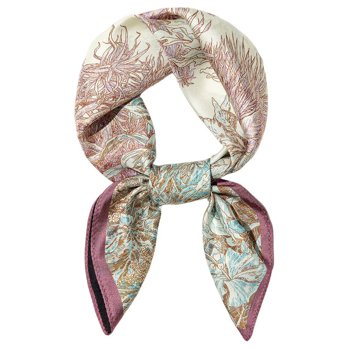 一米画纱 双面双色斜纹绸精致工艺喷绘真丝方巾优雅气质西装领巾 桑蚕丝 丝巾 女款