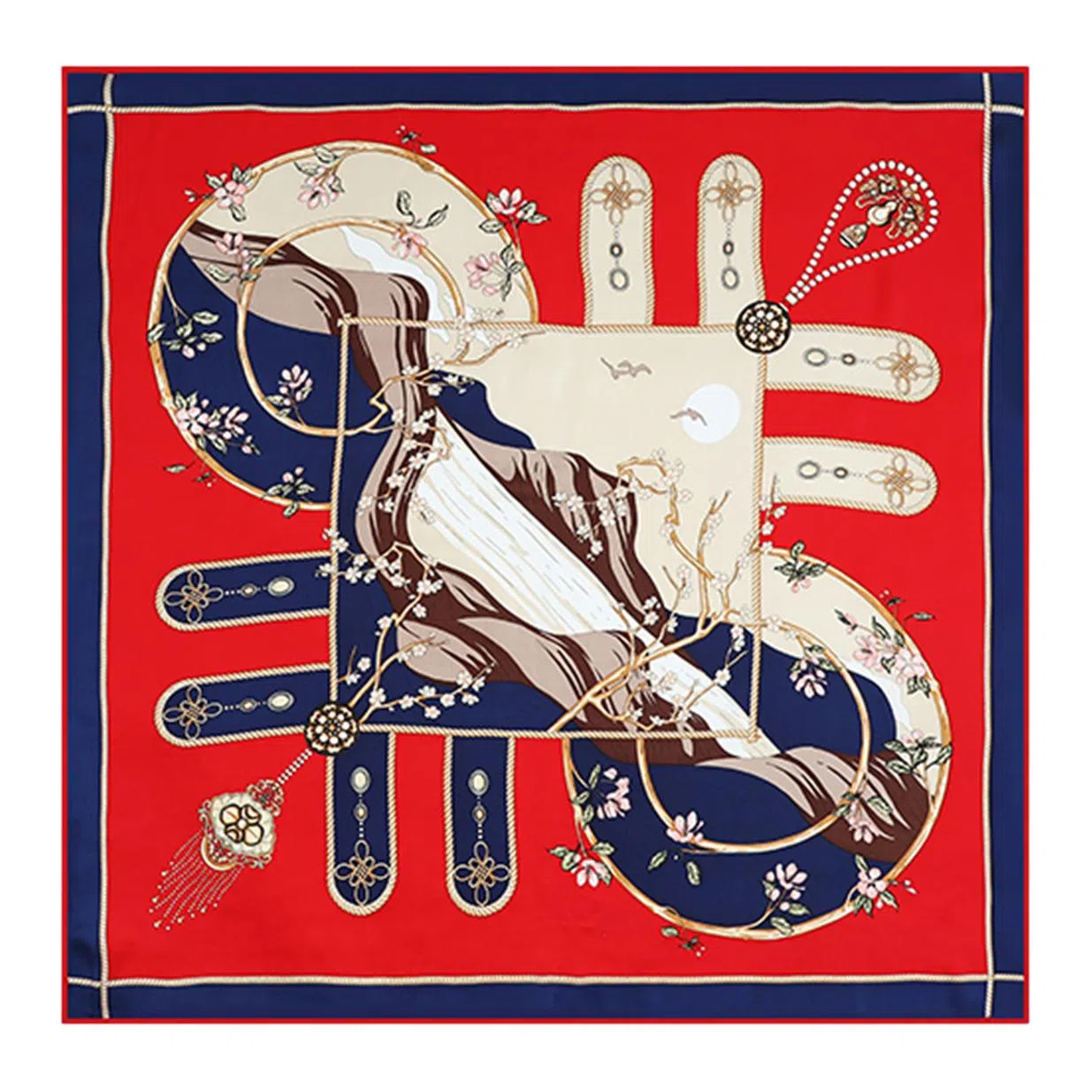 一米画纱 婉约江南中式真丝大方巾时尚印花舒适独特图案优雅百搭 桑蚕丝 丝巾 女款