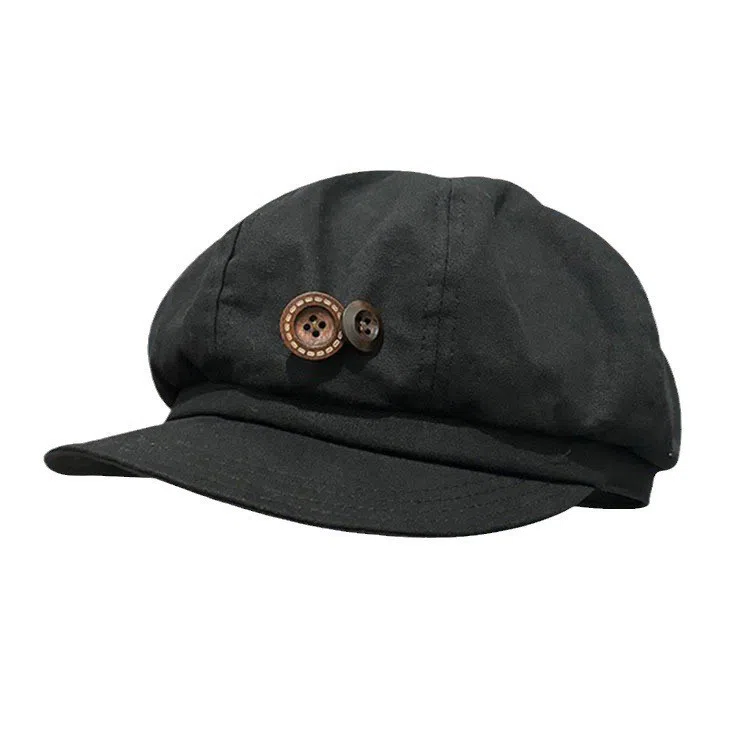 浪莎 韩系田园风纽扣八角云朵 薄款大头围出街美拍显脸小 棉 贝雷帽 女款