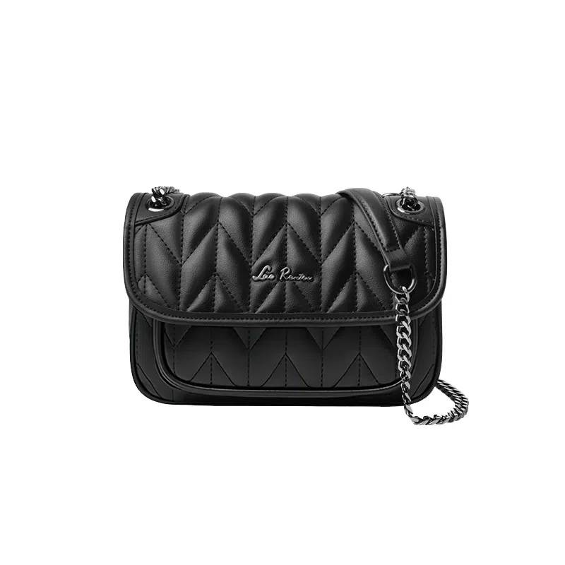 老人头 法式设计高级感小香风气质百搭洋气高颜值菱格轻便通勤约会时尚链条单肩包腋下包手提女包 合成革 斜挎包 常规 女款 黑色