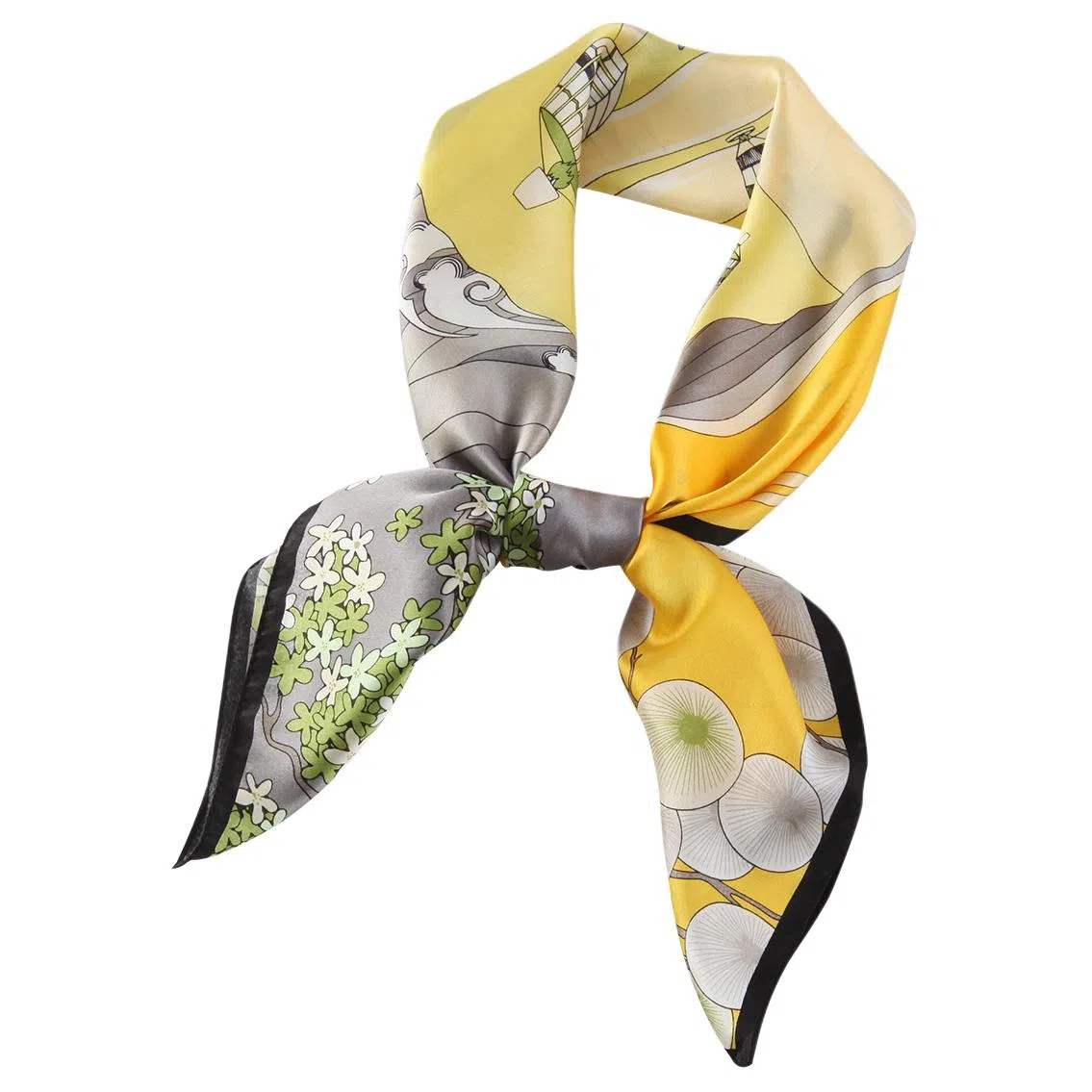 一米画纱 婉约江南中式真丝大方巾时尚印花舒适独特图案优雅百搭 桑蚕丝 丝巾 女款