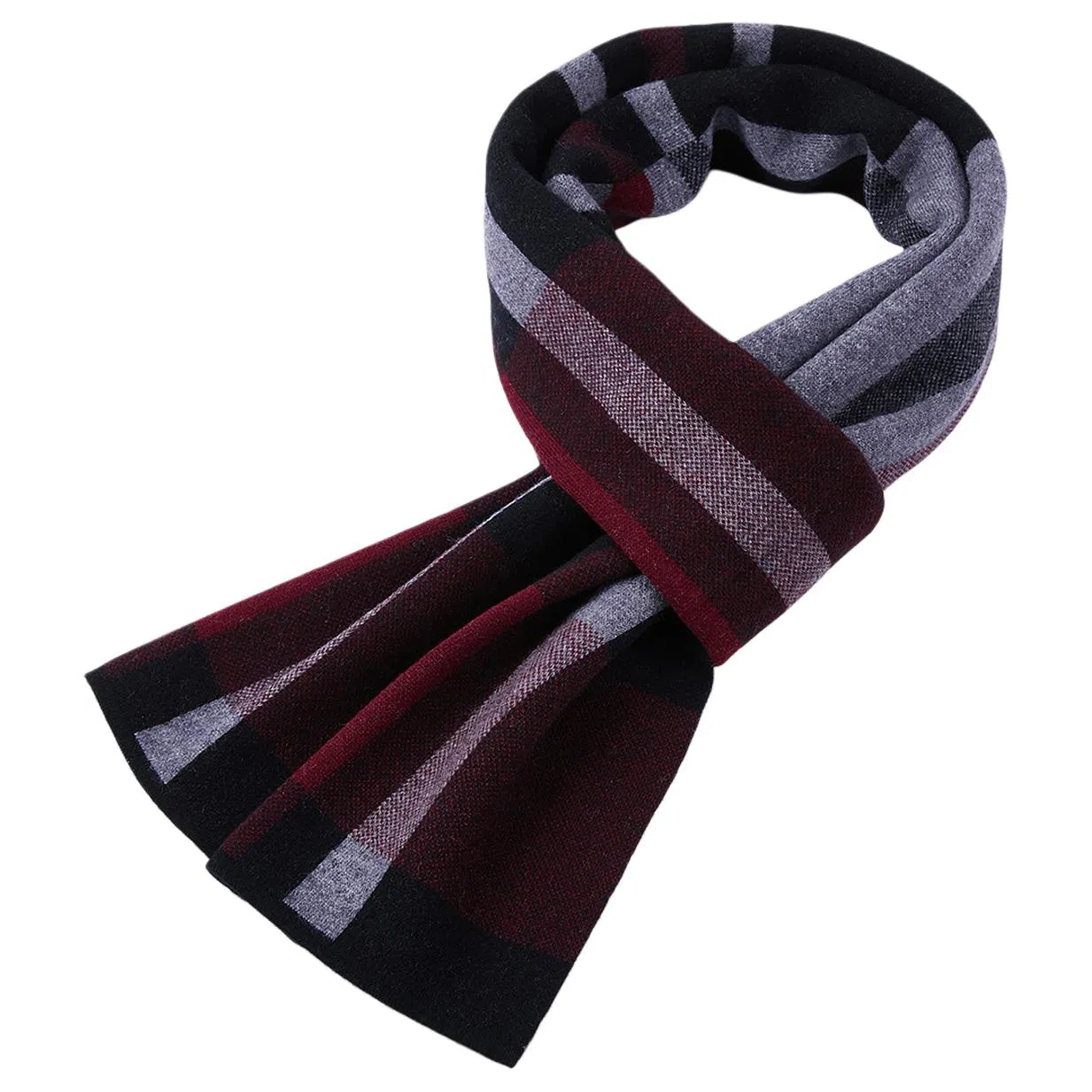 红豆 简约大方柔软舒适经典保暖 羊毛 绒线围巾 男款