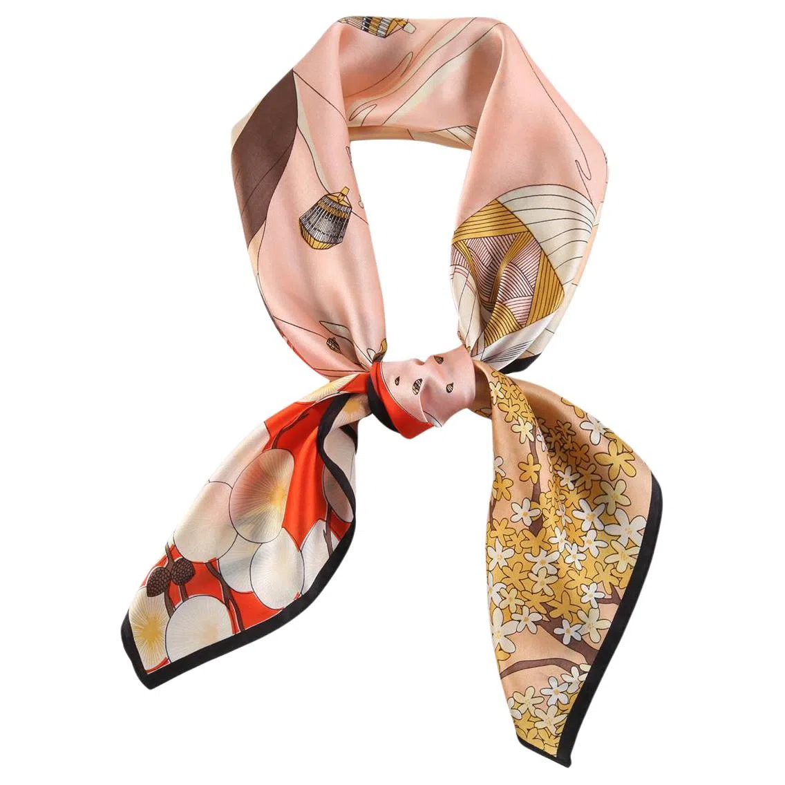 一米画纱 婉约江南中式真丝大方巾时尚印花舒适独特图案优雅百搭 桑蚕丝 丝巾 女款