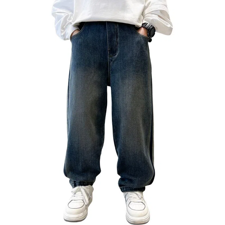 黑恐龙牛仔裤 秋季男孩潮休闲长裤 青少年