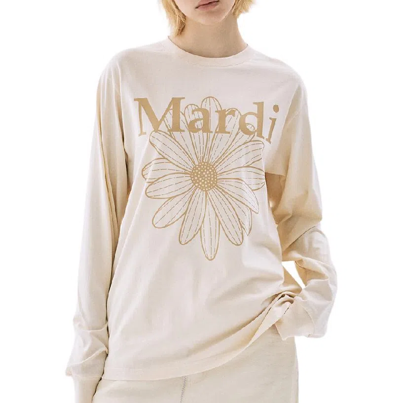 MARDI MERCREDI TSHIRT LONG SLEEVE FLOWERMARDI_BUTTER PEANUT FW25T