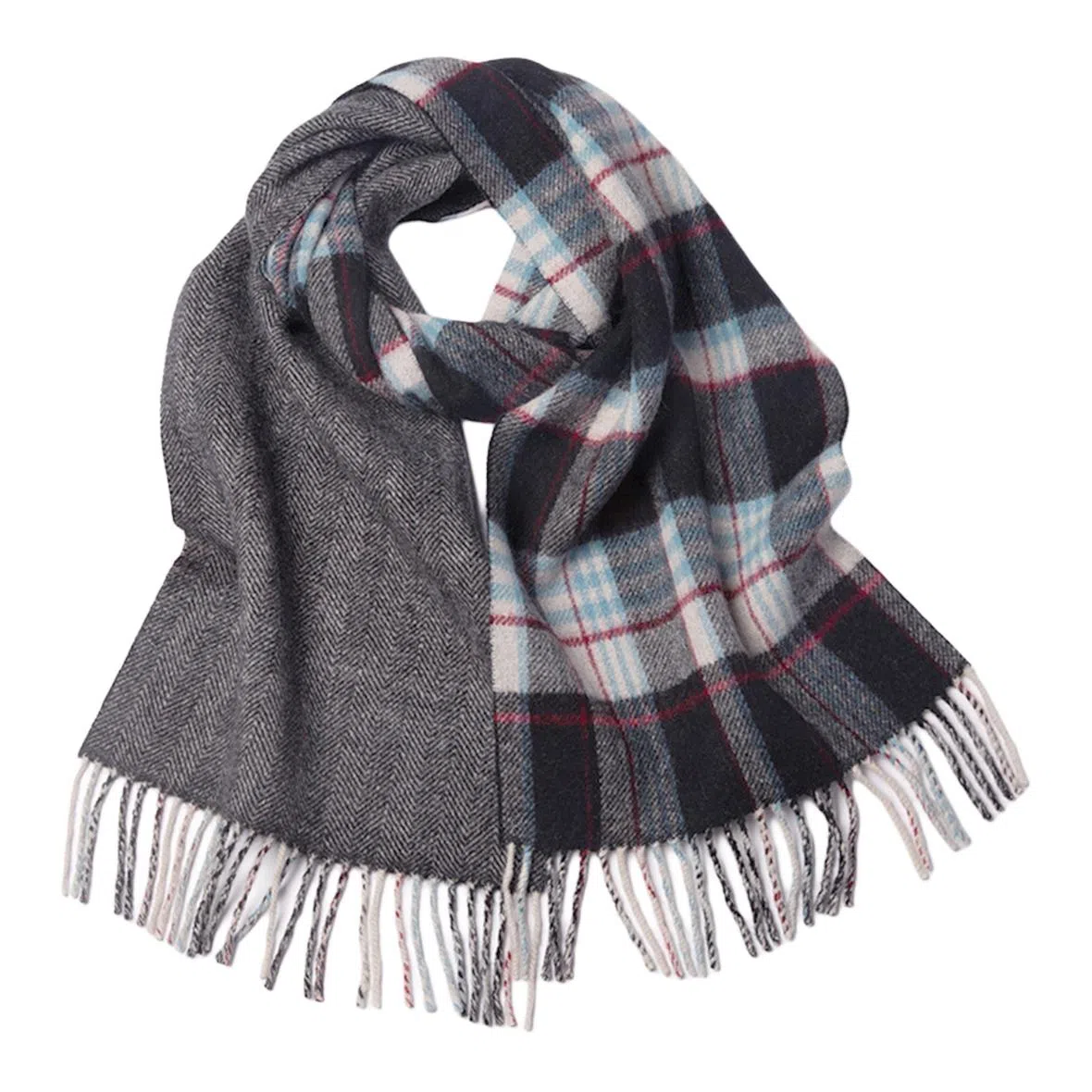 红豆 柔软保暖时尚百搭格子 羊毛 绒线围巾 男款