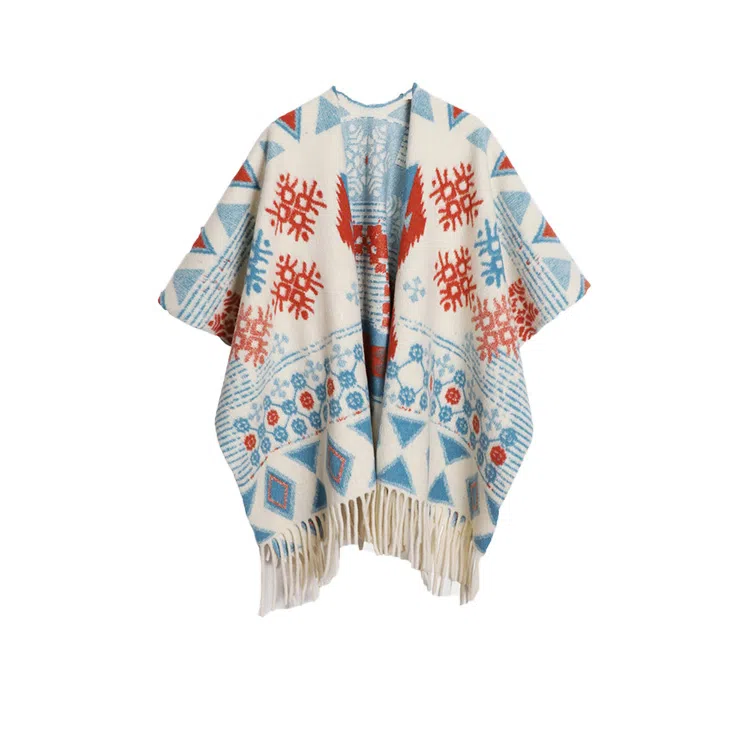 浪莎 民族风氛围感加厚斗篷旅游空调房开叉披风毛毯 礼盒装 聚酯纤维 披肩 女款