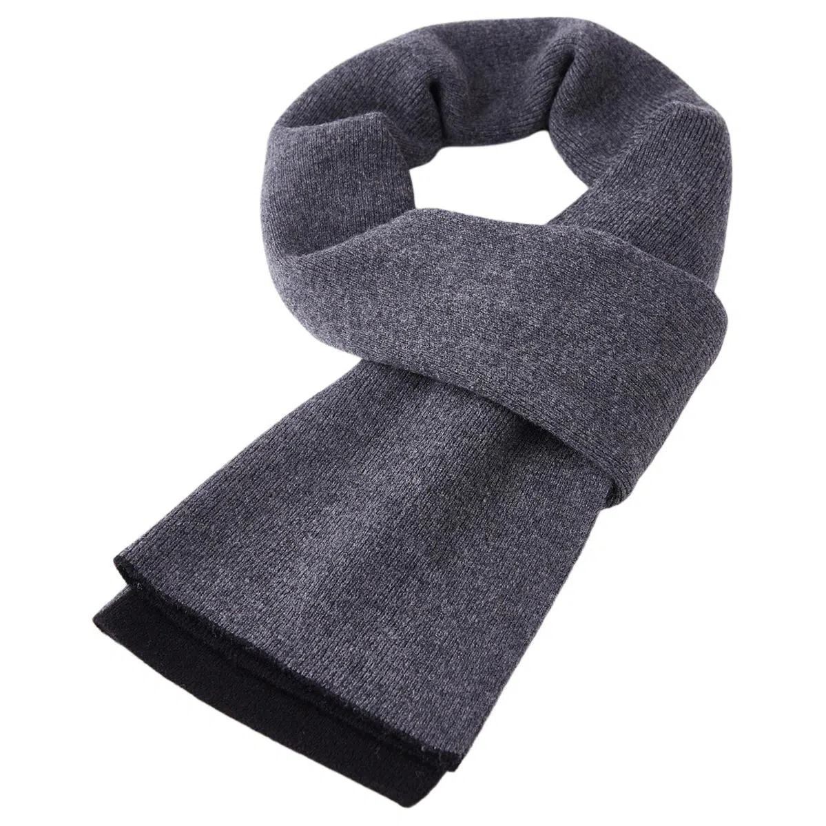 红豆 时尚百搭柔软保暖拼色 羔羊毛 绒线围巾 男款