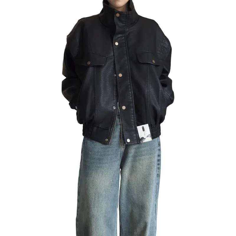 【小众设计感复古机车皮衣】布客行 痞帅狂野硬朗叛逆霸气防水防风百搭日常出行做旧质感英伦学院风宽松外套夹克 男女同款