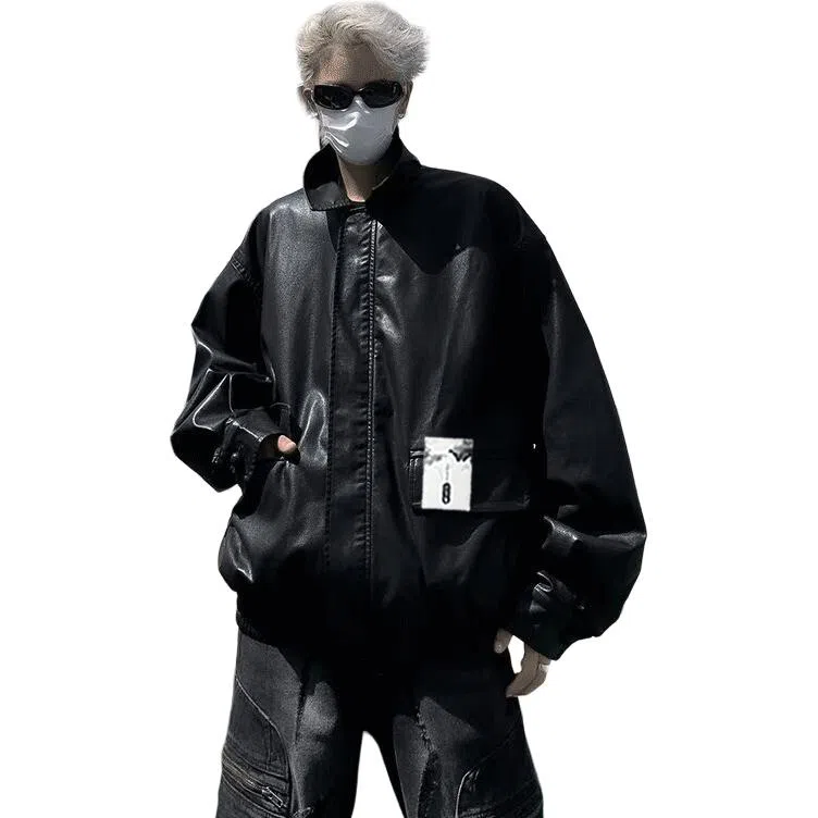 【日系cityboy都市工装风机车翻领外套】布客行 酷飒不羁狂野硬朗摇滚叛逆霸气有型纯色垂感慵懒学院范拉链通勤休闲夹克 男女同款