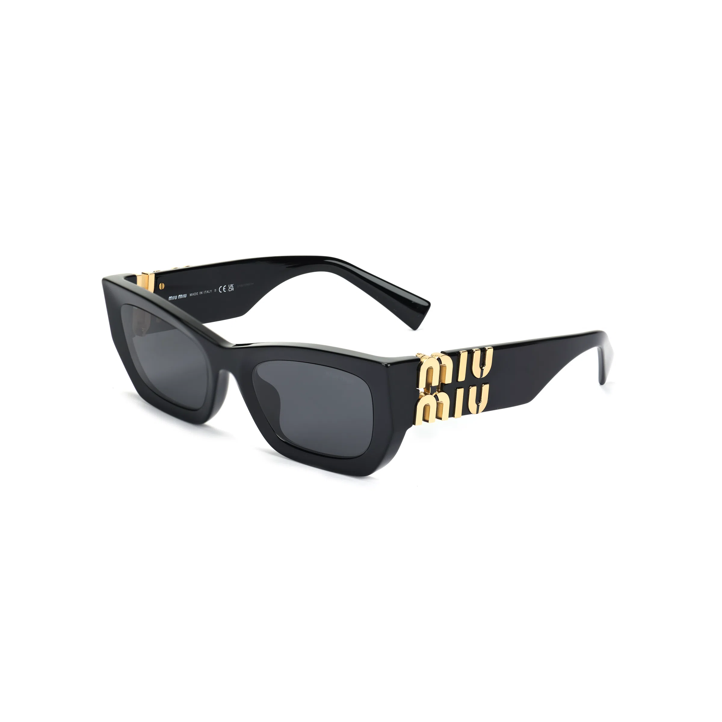 Miu Miu Letter Engraved Acetate Sunglasses Black