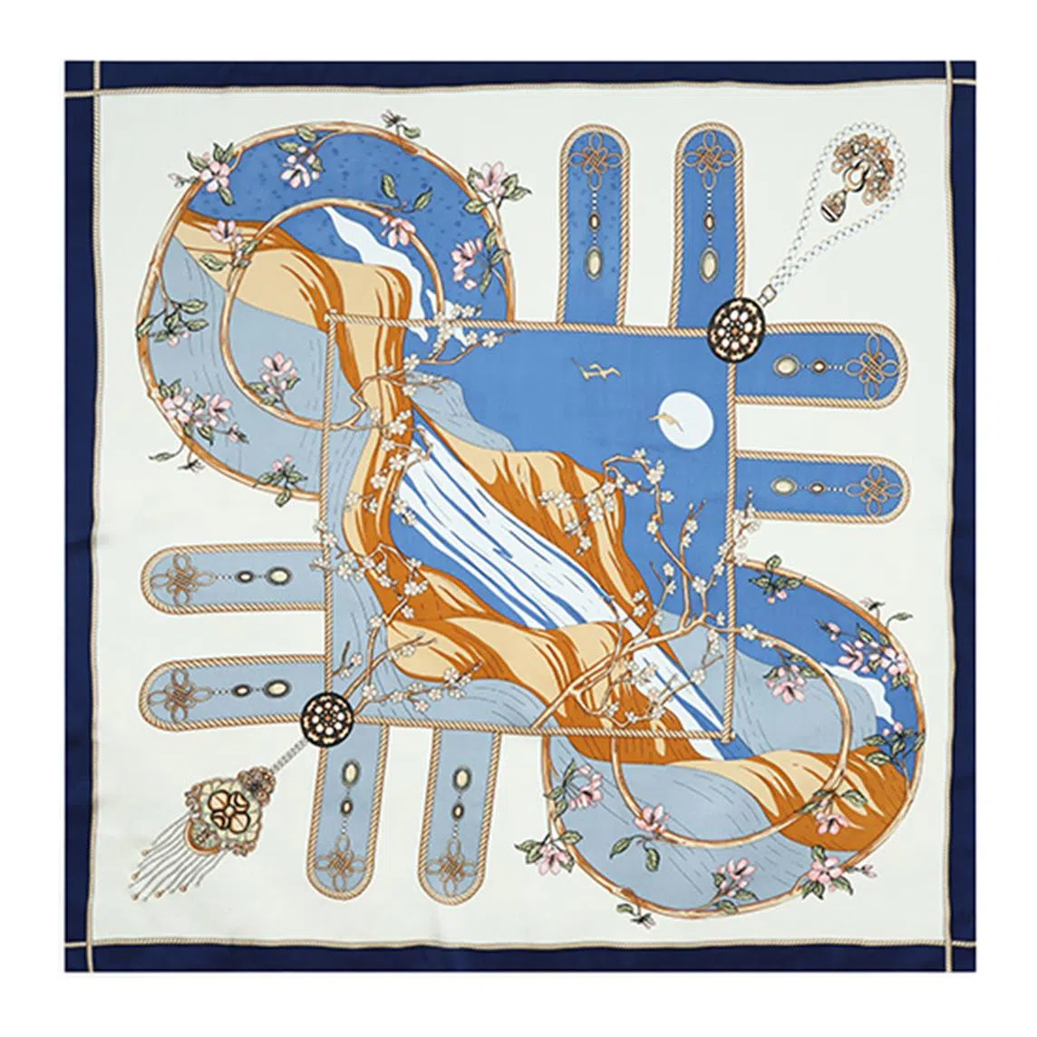 一米画纱 婉约江南中式真丝大方巾时尚印花舒适独特图案优雅百搭 桑蚕丝 丝巾 女款