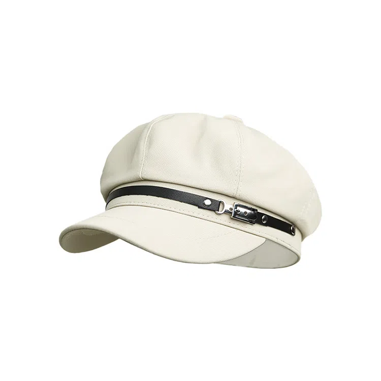 浪莎 英伦复古简约纯色金属扣八角帽时尚学院风文艺八角帽 腈纶 贝雷帽 女款