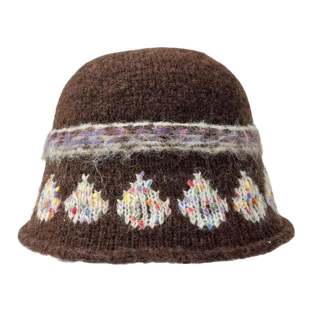 艾佳微 费尔岛风提花针织秋冬季显脸小套头帽百搭 腈纶 绒线帽 男女同款情侣款