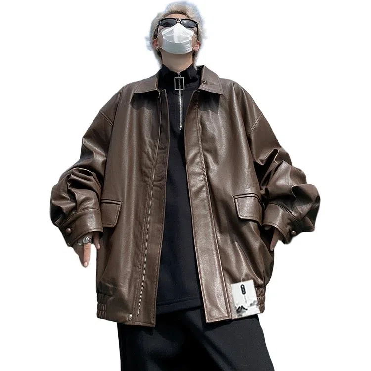 【日系cityboy都市工装风机车翻领外套】布客行 酷飒不羁狂野硬朗摇滚叛逆霸气有型纯色垂感慵懒学院范拉链通勤休闲夹克 男女同款