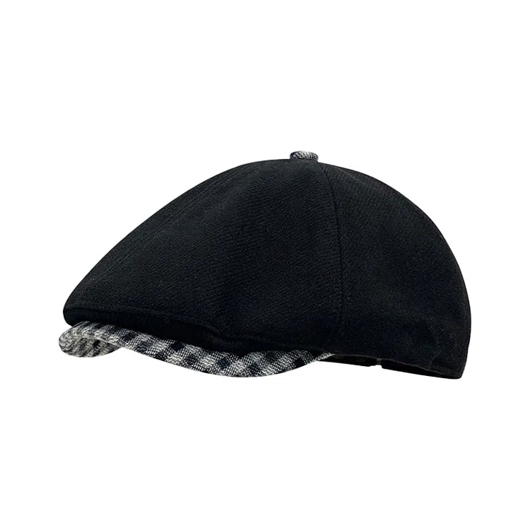 浪莎 韩版复古英伦风格纹帽檐前进帽休闲百搭时尚潮流可反戴画家帽 棉 贝雷帽 女款