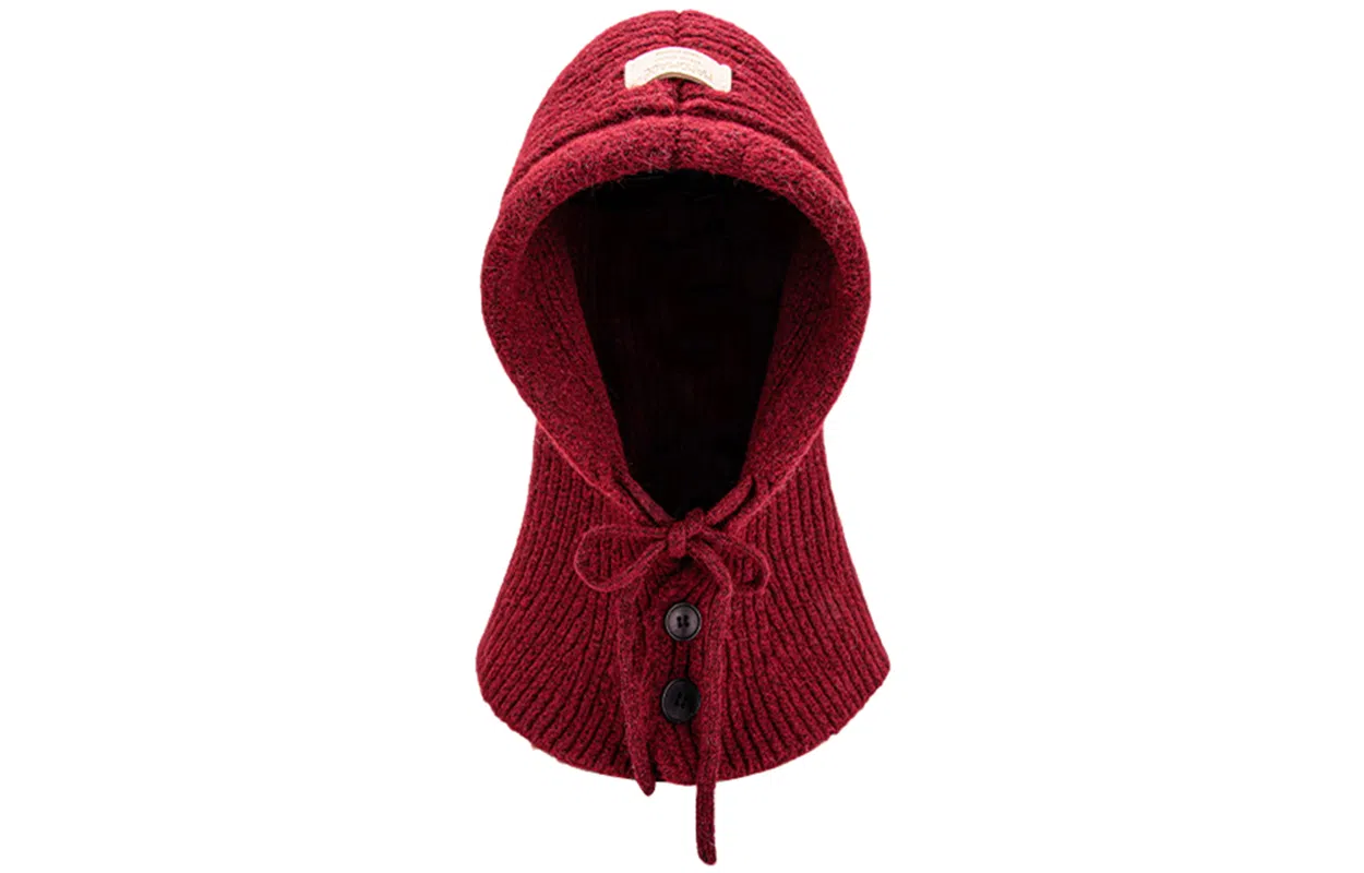 优幽兰 韩版百搭显脸小巴拉克拉法帽围巾帽子一体毛线针织帽时尚潮流高级感保暖喜庆 腈纶 绒线帽 女款