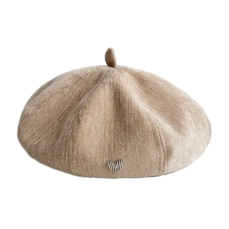 浪莎 复古英伦风简约时尚 纯色爱心时髦个性美拍逛街 聚酯纤维 贝雷帽 女款