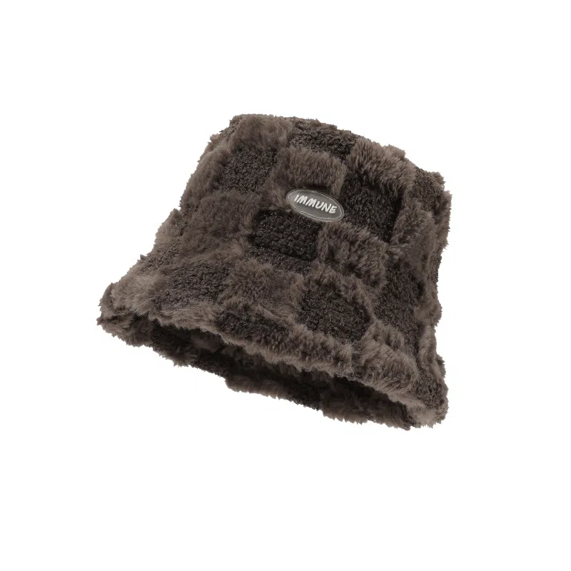 稻草人 百搭时尚显脸小保暖加厚格子 聚酯纤维 渔夫帽 女款