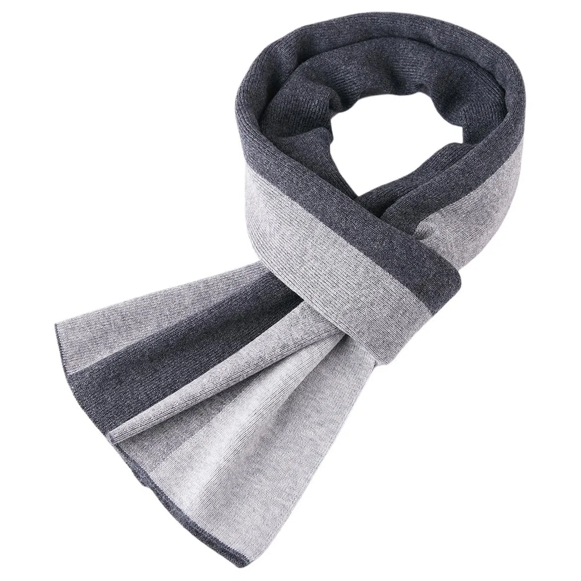 红豆 时尚百搭柔软保暖拼色 羔羊毛 绒线围巾 男款