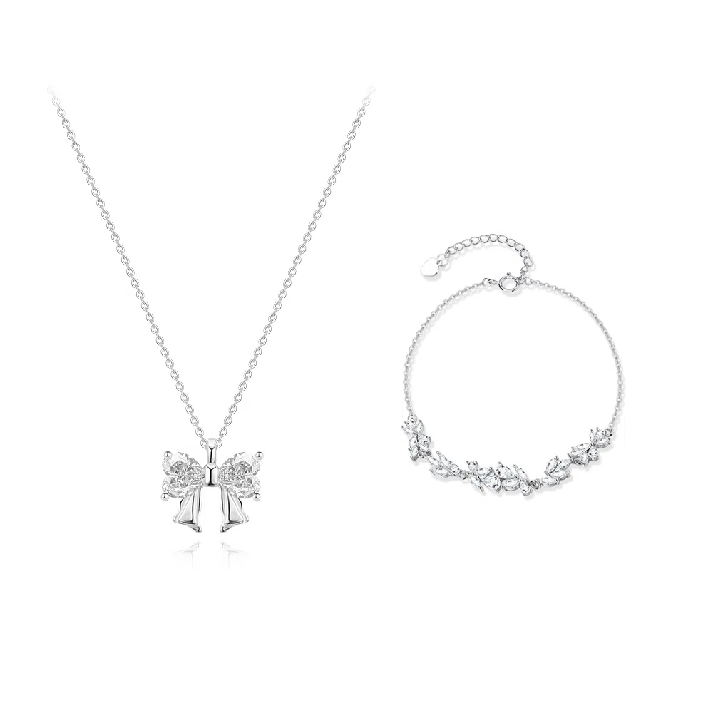 【纯银999 | 蝴蝶结】 凤祥囍事 老凤祥 小众设计高级感经典百搭简约学生日常精致轻奢通勤约会温柔气质可调节锁骨链#好运 足银 项链 女款