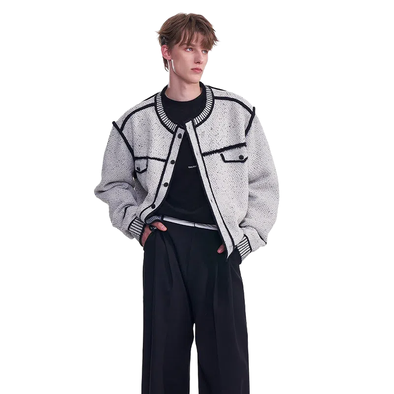 Yiwanshido Contrast Knit Cardigan