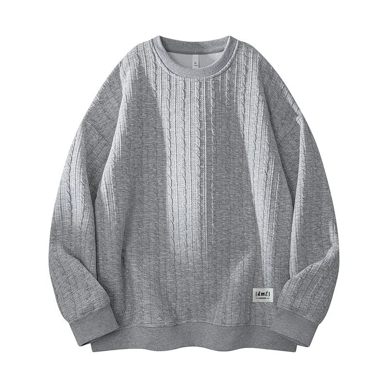 【dme】 时尚简约提花设计感圆领上衣纯色百搭休闲舒适套头长袖卫衣 男女同款