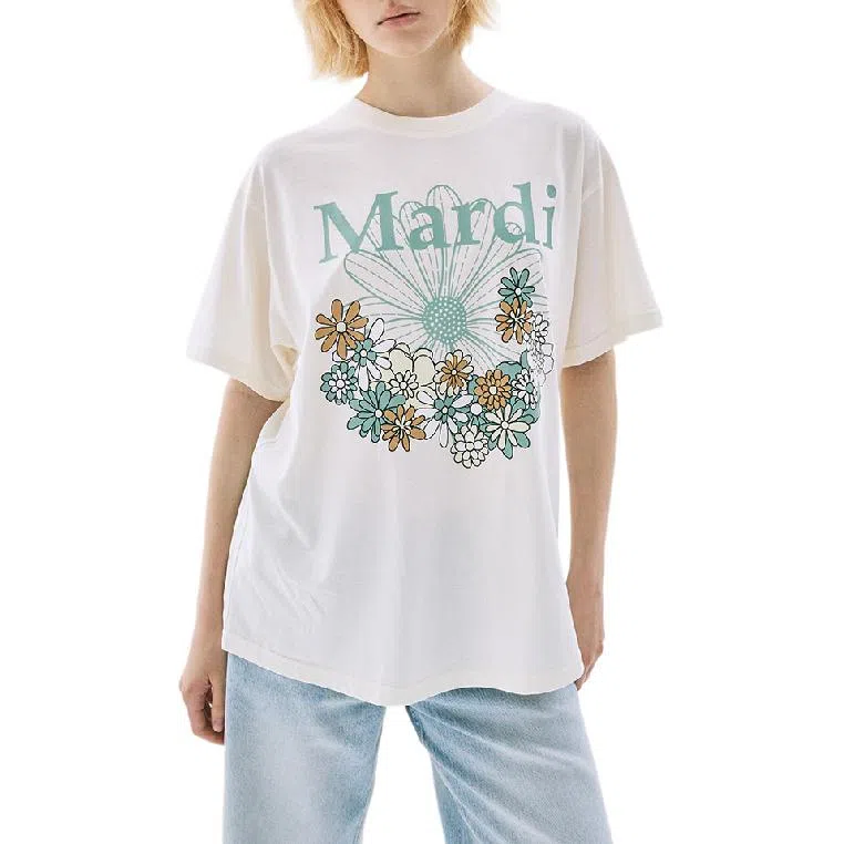 MARDI MERCREDI TSHIRT FLOWERMARDI JARDIN_CREAM MOSSGREEN FW25T