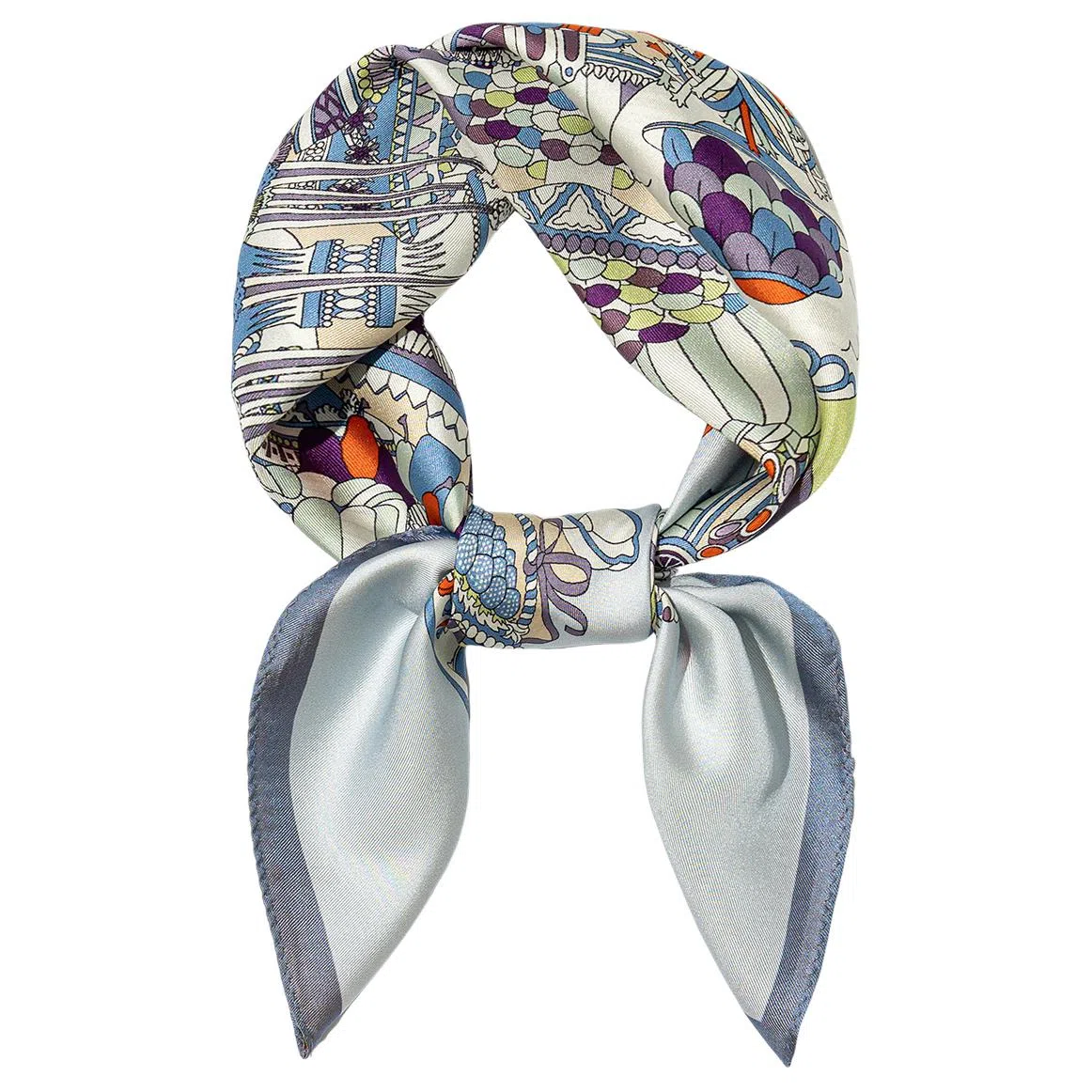 一米画纱 双面双色斜纹绸精致工艺喷绘真丝方巾优雅气质西装领巾 桑蚕丝 丝巾 女款