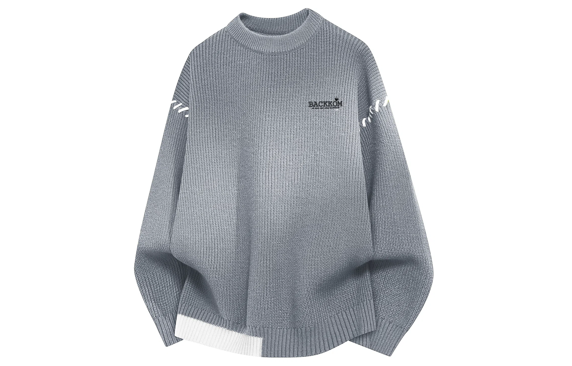 大卫贝肯 美式复古高街基础款圆领套头上衣潮流潮牌休闲宽松内搭打底衫时尚百搭痞帅慵懒风秋冬款长袖毛衣 男女同款